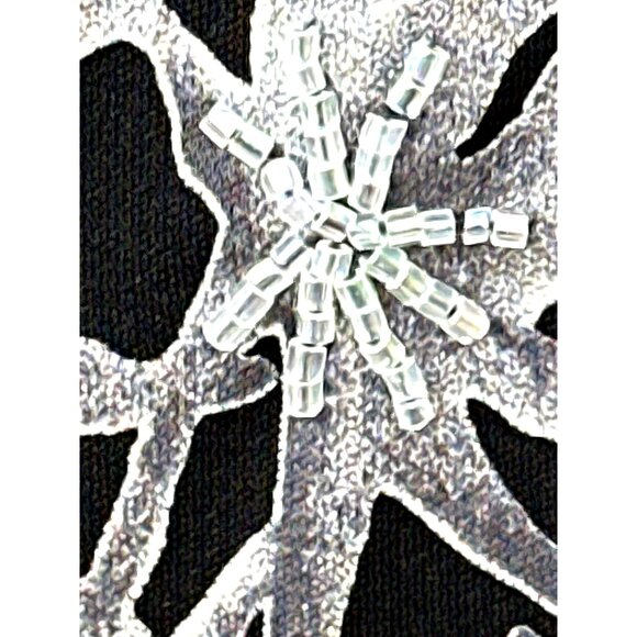 Adrianna Papell Size 8 Evening Gown Black Silver Moonlight Floral Embroidery - Picture 8 of 12